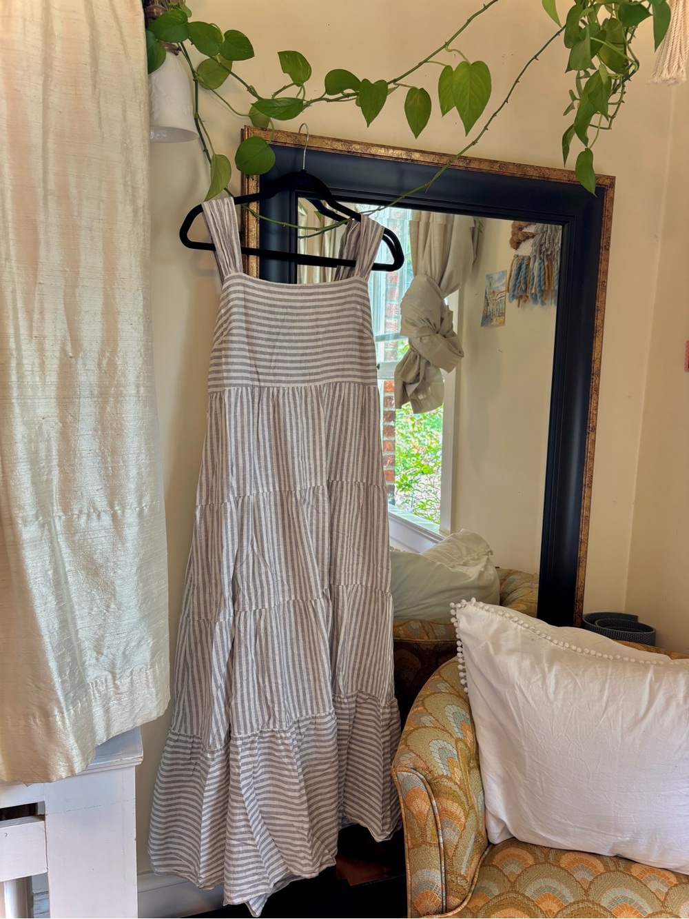 Madewell Striped Maxi Dress in Beige and White